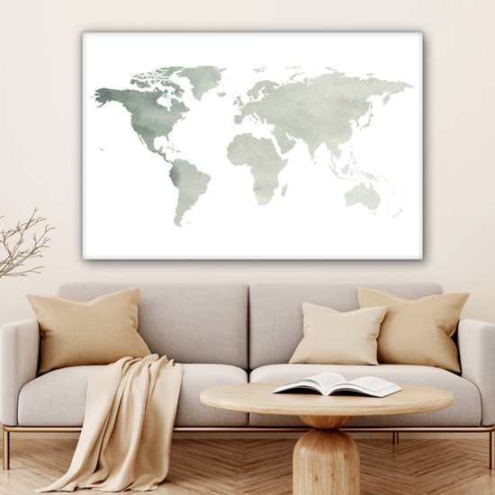 Wereldkaart avec pays gris avec un motif texturé 120x80 cm