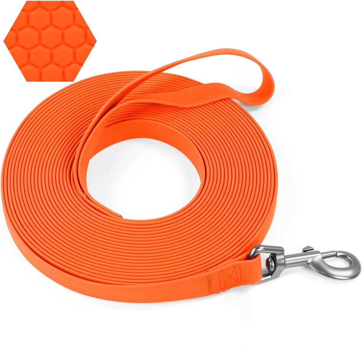 TTLUOKER®Honden Sleeplijn 10 meter - PVC Training Lijn met Comfortabele Greep - Lange Hondelijn voor Uitlaat & Training - Fel Oranje