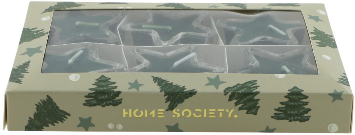 Home Society - Ster Kaarsjes in Geschenkverpakking (6 stuks) - Groen