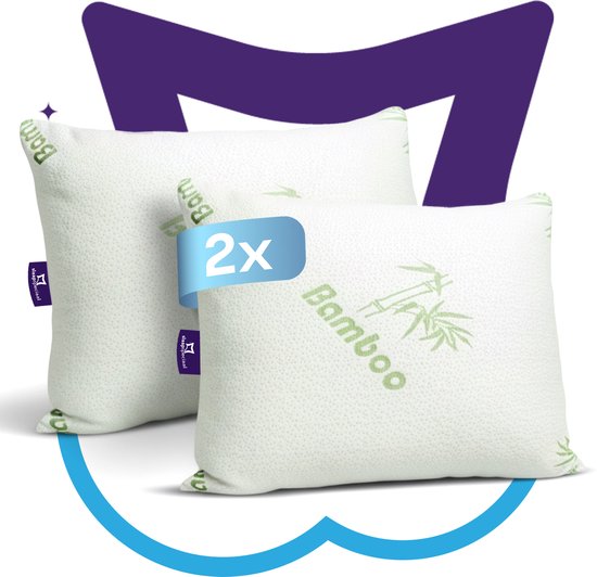 Slaapspeciaal Hoofdkussen – Bamboe Hoofdkussen Set van 2 – Hoofdkussen Nekklachten | 50x70 cm – Hotelkwaliteit – Navulbaar – Ultrasonic Holle Vezelvulling – Ademend & Anti-Allergisch – Geschikt voor rug-, zij- en buikslapers