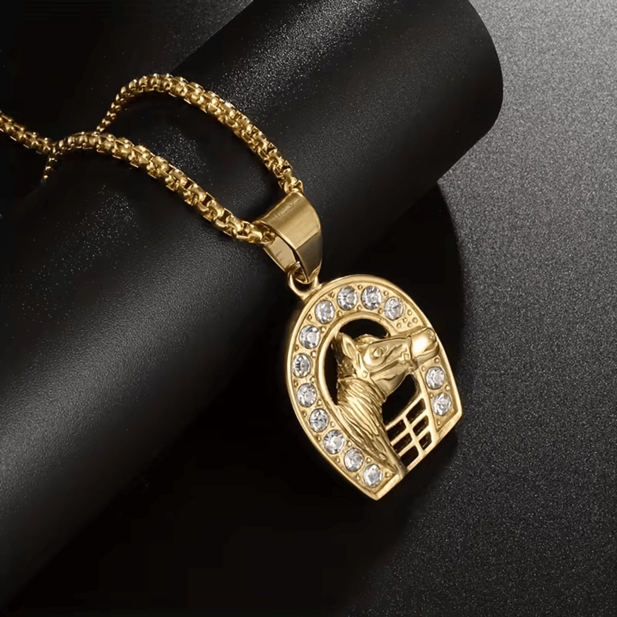 My Sweet Romance® - Paarden Ketting - Goudkleurig met Glitter