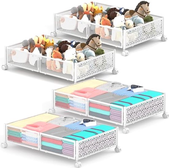 PHINOX Under Bed Storage Containers with Wheels, 2 Pack Black Metal Underbed Storage with 360° Swivel Wheels, 23.6L x 15.7W x 6.22H PHINOX Under Bed Storage Containers with Wheels, 2 Pack Black Metal Underbed Storage with 360° Swivel Wheels, 23.6L x 15.7W x 6.22H