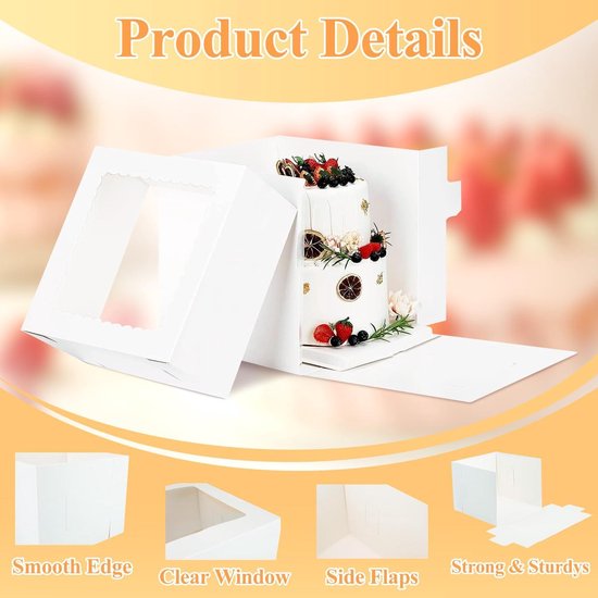 Taartdoos met venster 25x25x19 set 10stuk – Sugar Garden
