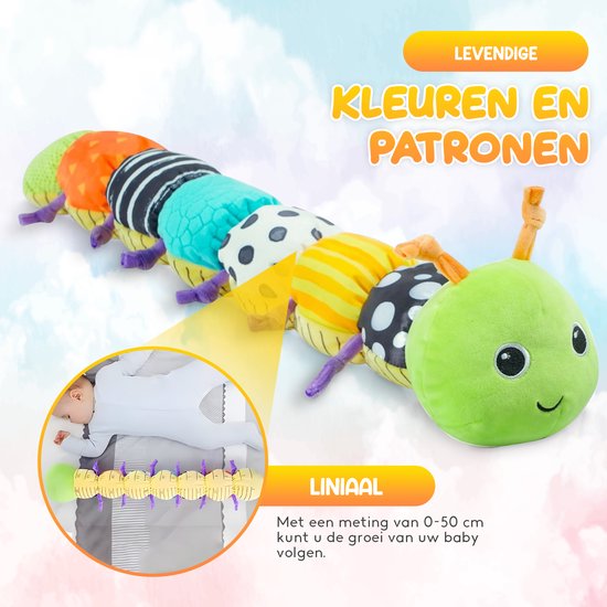 Bailanta® Baby Rups Knuffel - Muzikaal Sensorisch Speelgoed - Met Knisperpapier & Liniaal - Voor Tummy Time & Motoriekontwikkeling van Merkloos — afbeelding 5