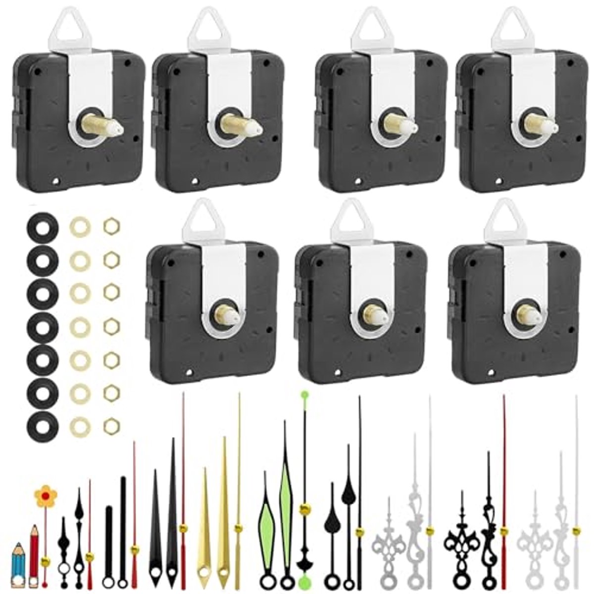 Wandklok Uurwerk Set met 10 Wijzers en Stil Mechanisme - Ideaal voor DIY Klokprojecten