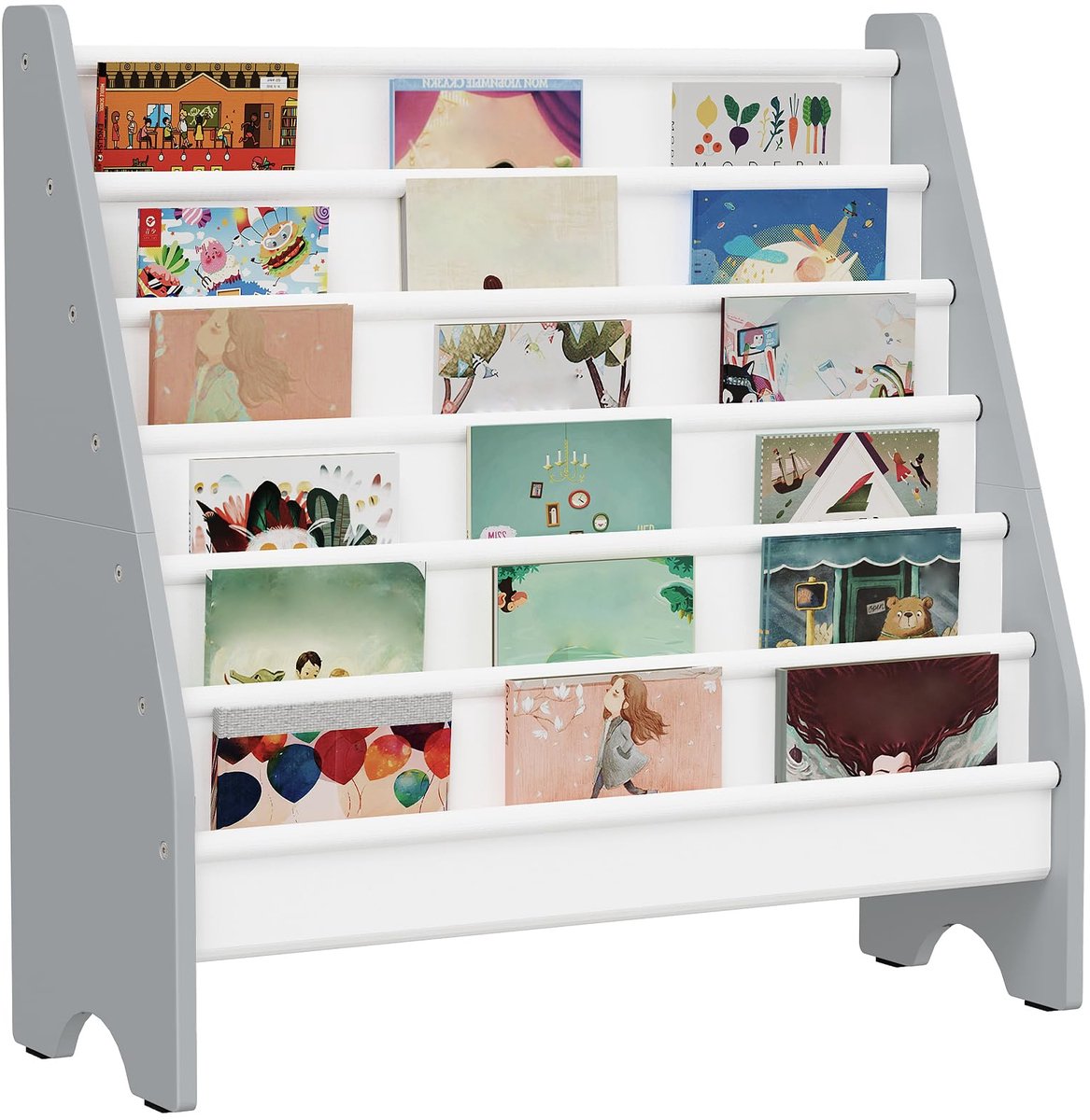 Azomor® Kinderboekenkast en Speelgoedopslag met Zes Niveaus voor Speelkamer