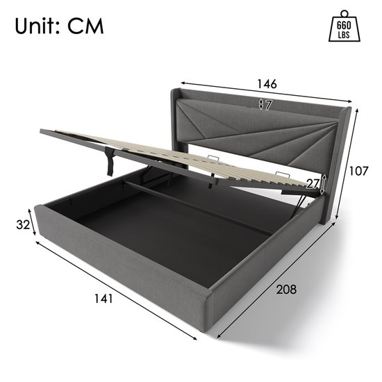 Interbeds Gestoffeerd Bed Hilton 160x200 met Metalen Interbeds Gestoffeerd Bed Hilton 160x200 met Metalen