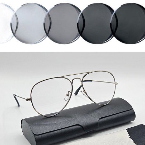 Unisex leesbril met meekleurende glazen +1,0 / photochromic reading glasses / sunreader 3025 / chameleon bril / fotochroome grijze lenzen +1.0 / bril met brillenkoker en microvezel doek / zonnebril / lunettes de soleil / Aland optiek