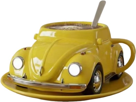Mug en céramique Volkswagen Beetle Series - Tasse et soucoupe - Design rétro - Compatible micro-ondes - Cadeau Uniek pour les amateurs de voitures