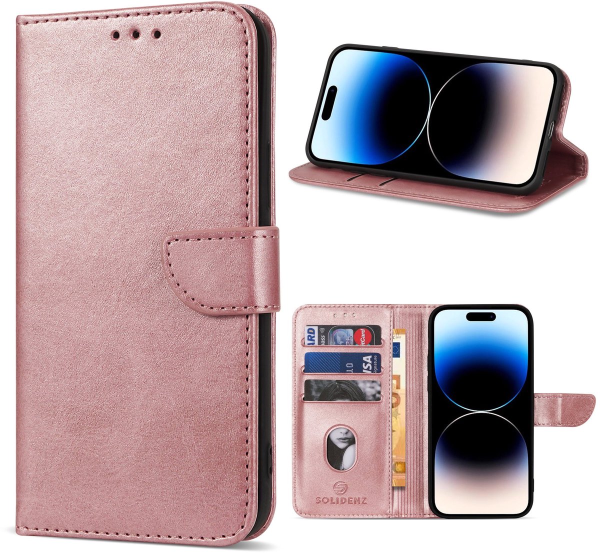 Solidenz hoesje - Geschikt voor Apple iPhone 17 - Bookcase - Roségoud