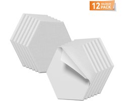 12 Stuks Zelfklevende Hexagonale Akustische Panelen, Schalldempende Platen Met Hoog Dichtheid Voor Studio, Kantoor En Huis, 30x26cm, Wit