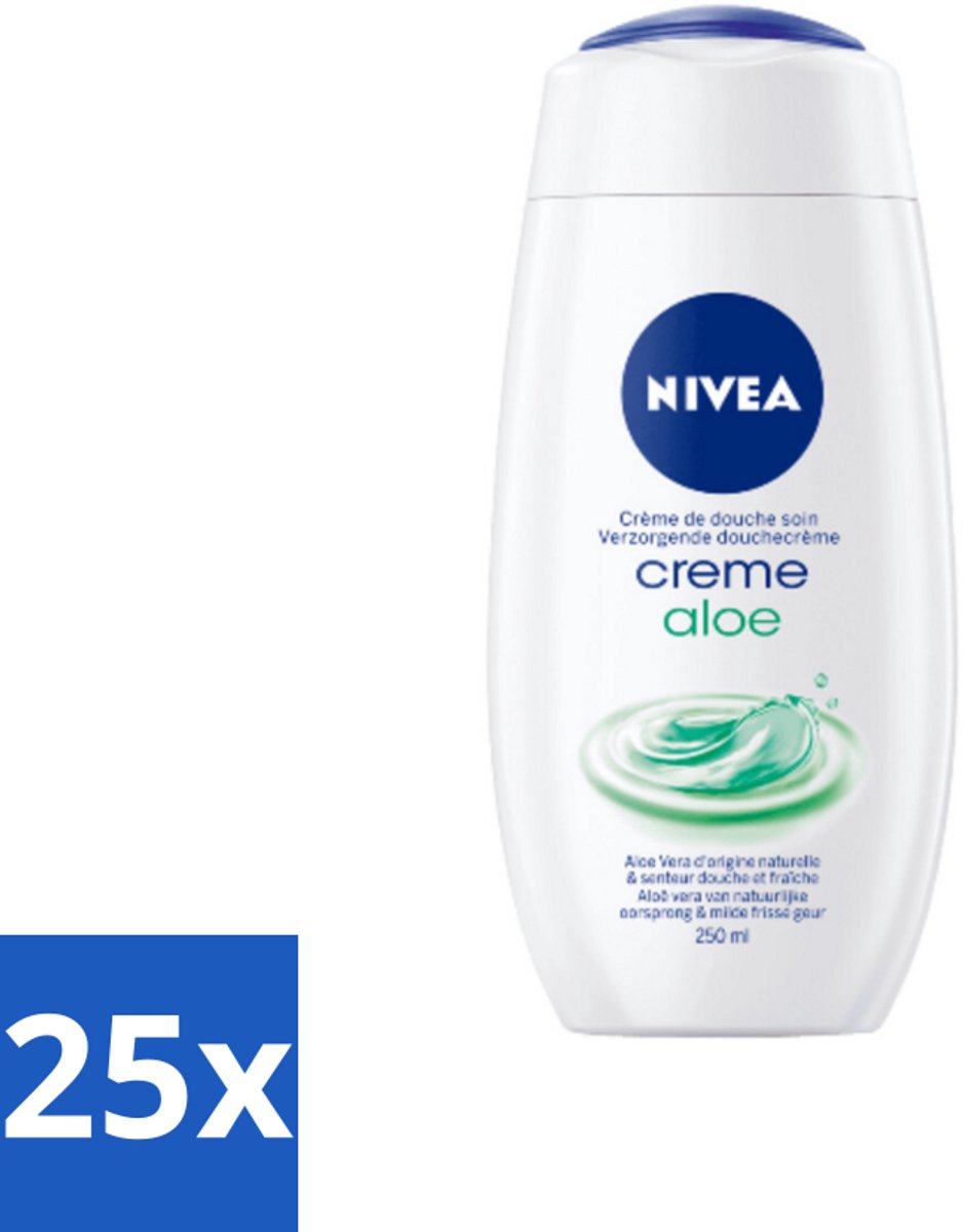25 x NIVEA Douchecrème Aloë 250 ml - Douchegel Aloe Vera - Aloe Vera Douche - Aloe Vera Crème - Aloe Vera Voor Huid - Aloe Vera Hydratie