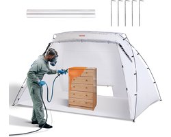 VEVOR Grote Verfcabine Verftent - Draagbare Spuitbescherming Met Ingebouwde Vloer & Wegwerpfolie & Ontluchter - 305 X 213 X 183 Cm - voor Doe-Het-Spuiten, Hobbyverfcabine Gereedschap Schilderstation - Wit