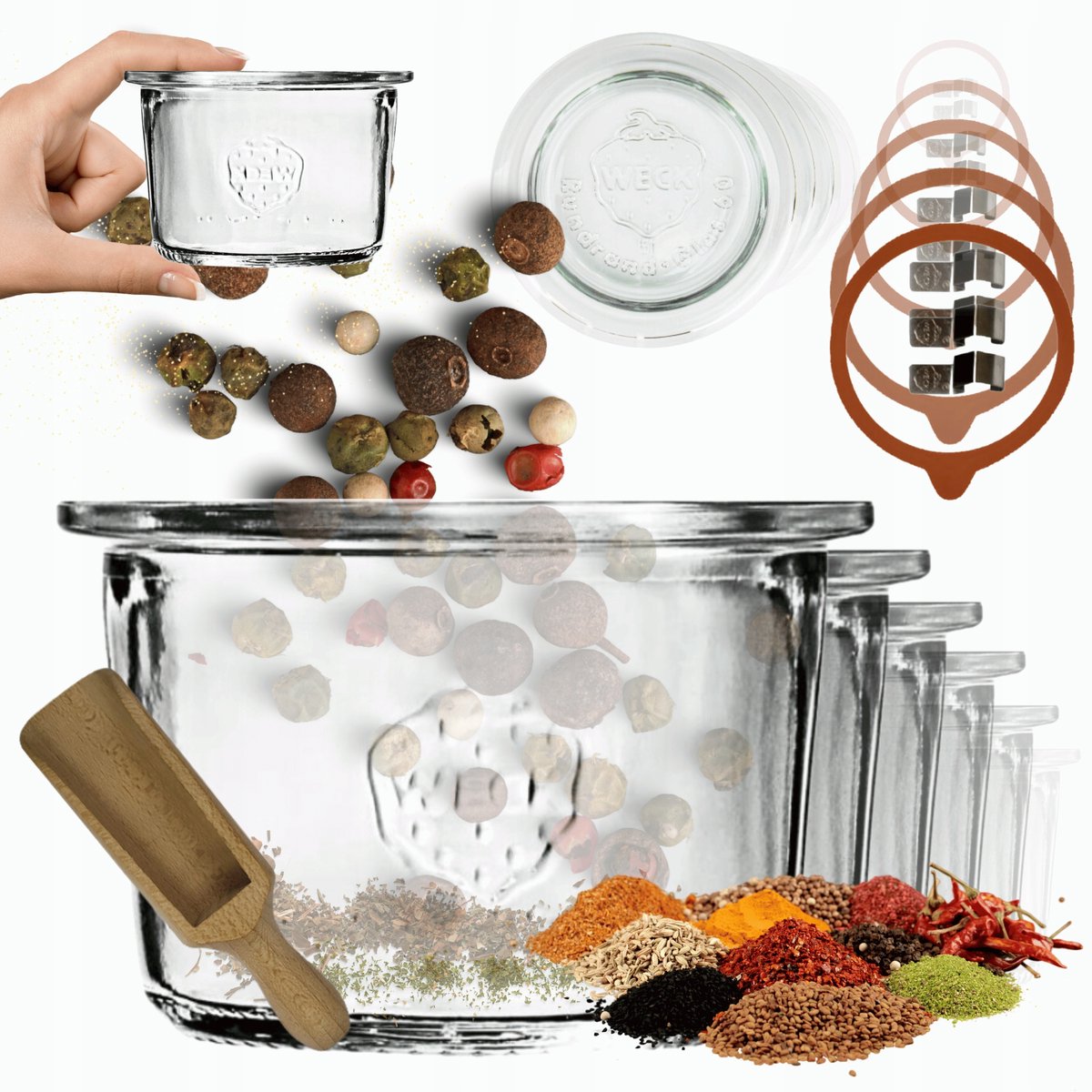 Weck Glazen Pot 80ml met Deksel, Rubber & Klem - 6 Stuks