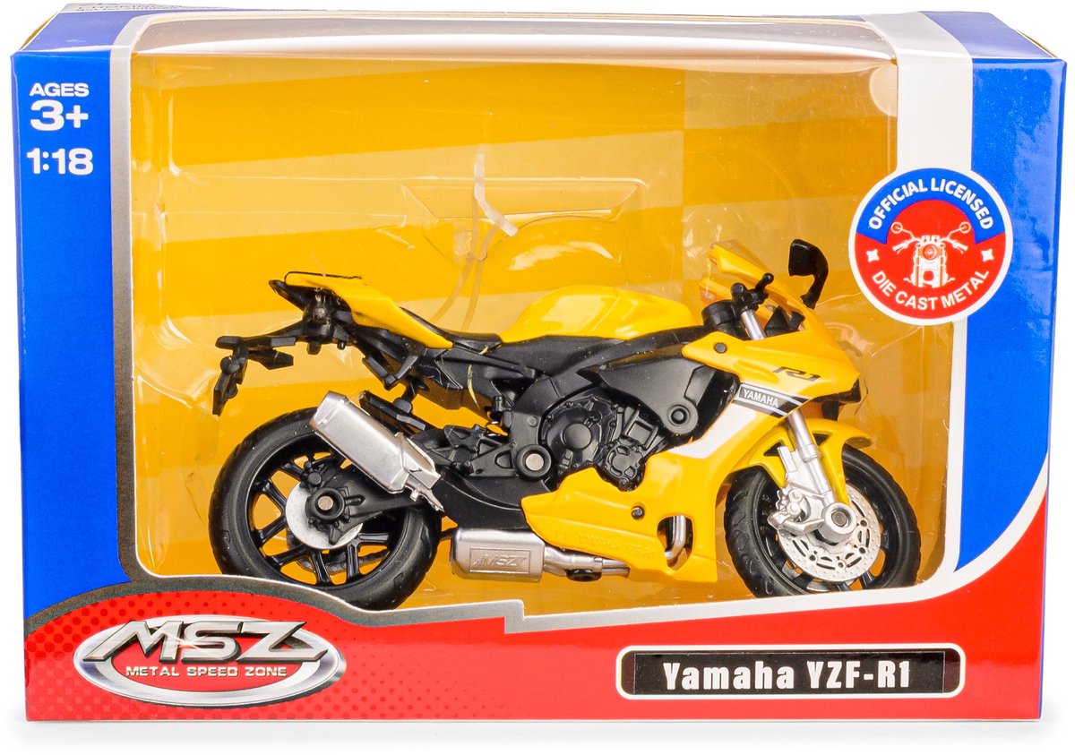 Daffi 1:18 yamaha yzf-r1 motorfiets geel - model speelgoed
