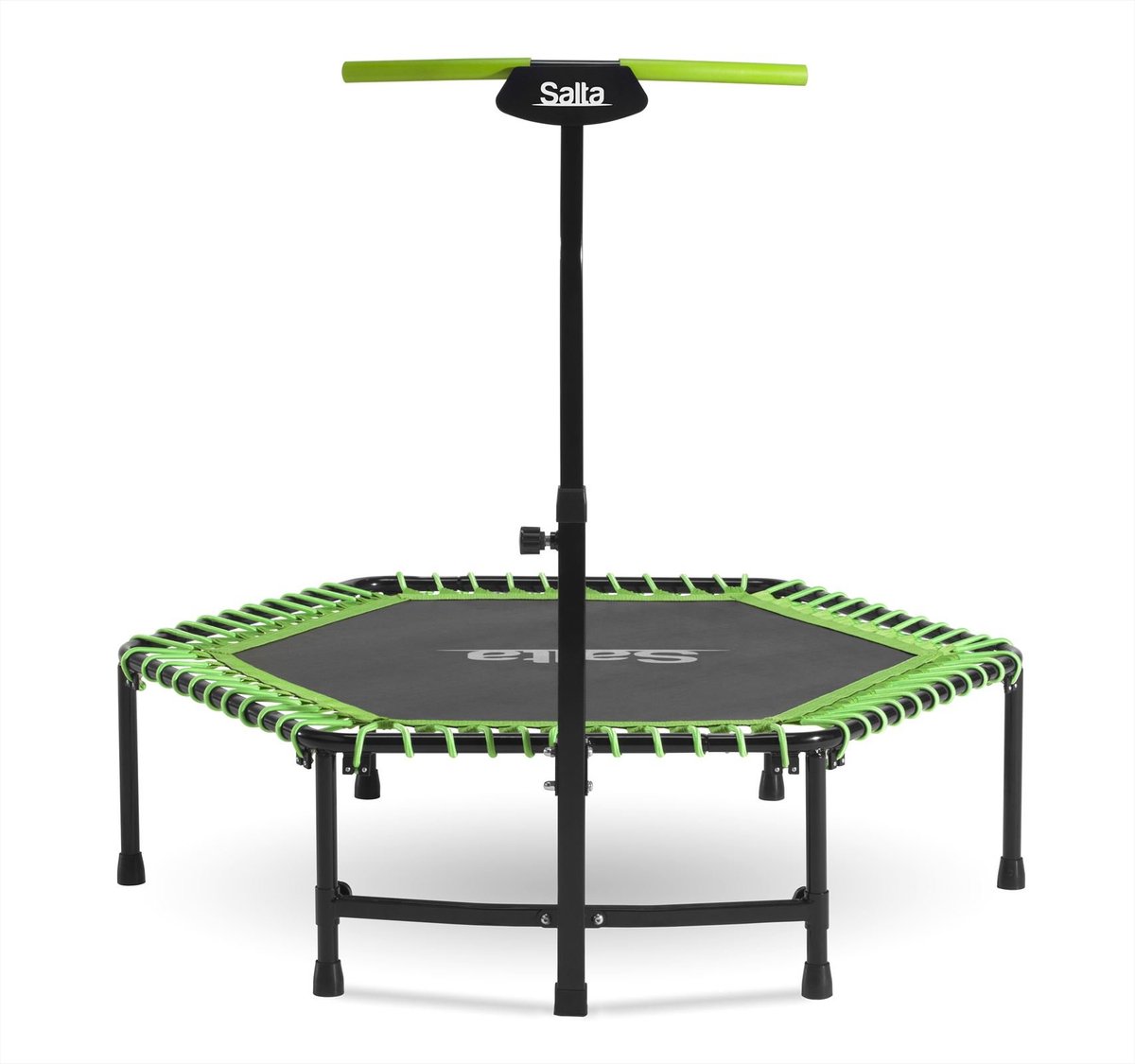 Salta Fitness - 128 cm - Belastbaar tot 110 kg - Fitness / sport trampoline met verstelbaar handvat - Elastieken veren, stevig frame - Mini trampoline volwassenen met handgreep in 5 hoogtes - Groen — afbeelding 9