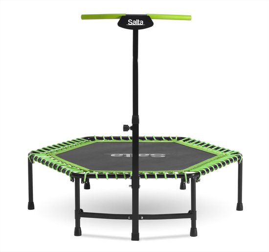 Salta Fitness - 128 cm - Belastbaar tot 110 kg - Fitness / sport trampoline met verstelbaar handvat - Elastieken veren, stevig frame - Mini trampoline volwassenen met handgreep in 5 hoogtes - Groen