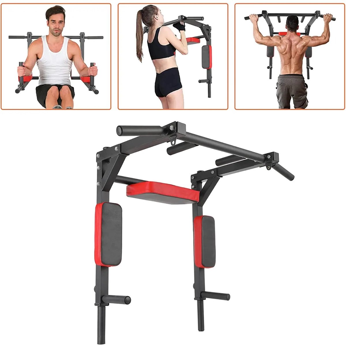 Lynly - Wandgemonteerde Pullupbar Chin Up Bar stang, Dips Station voor thuis. 2 in 1. Wissel tussen dipstation en pull up stang