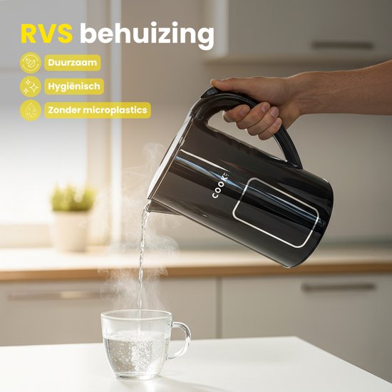 Olvy Waterkoker Met Temperatuurregeling Warmhoudfunctie Kalkfilter RVS Dubbelwandig Elektrisch 1 7 Liter 2200w Zwart 2595101829