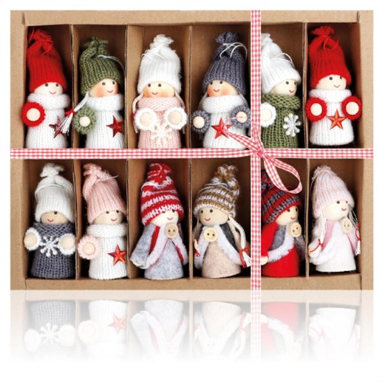 Foto: 16 x premium kerstboom hangers engelen scandinavische sprookjesfiguren decoratieve trolls leuk als cadeaulabel voor kerst