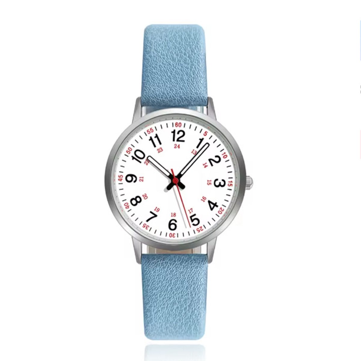Lichtblauw dameshorloge met speelse uitstraling