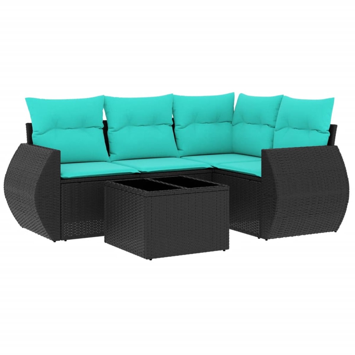 vidaXL - 5-delige - tuinbankset - met - kussens - van - zwart - polyrotan