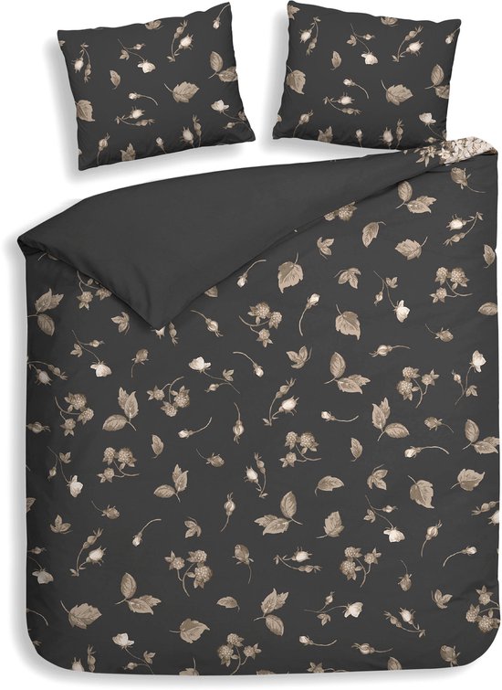 Heckettlane Dekbedovertrek Katoen Satijn Ivy - Classic Anthracite - 100% Katoen-Satijn - Dekbedovertrek 260x200/220cm - Lits Jumeaux Extra Breed - Cambridge