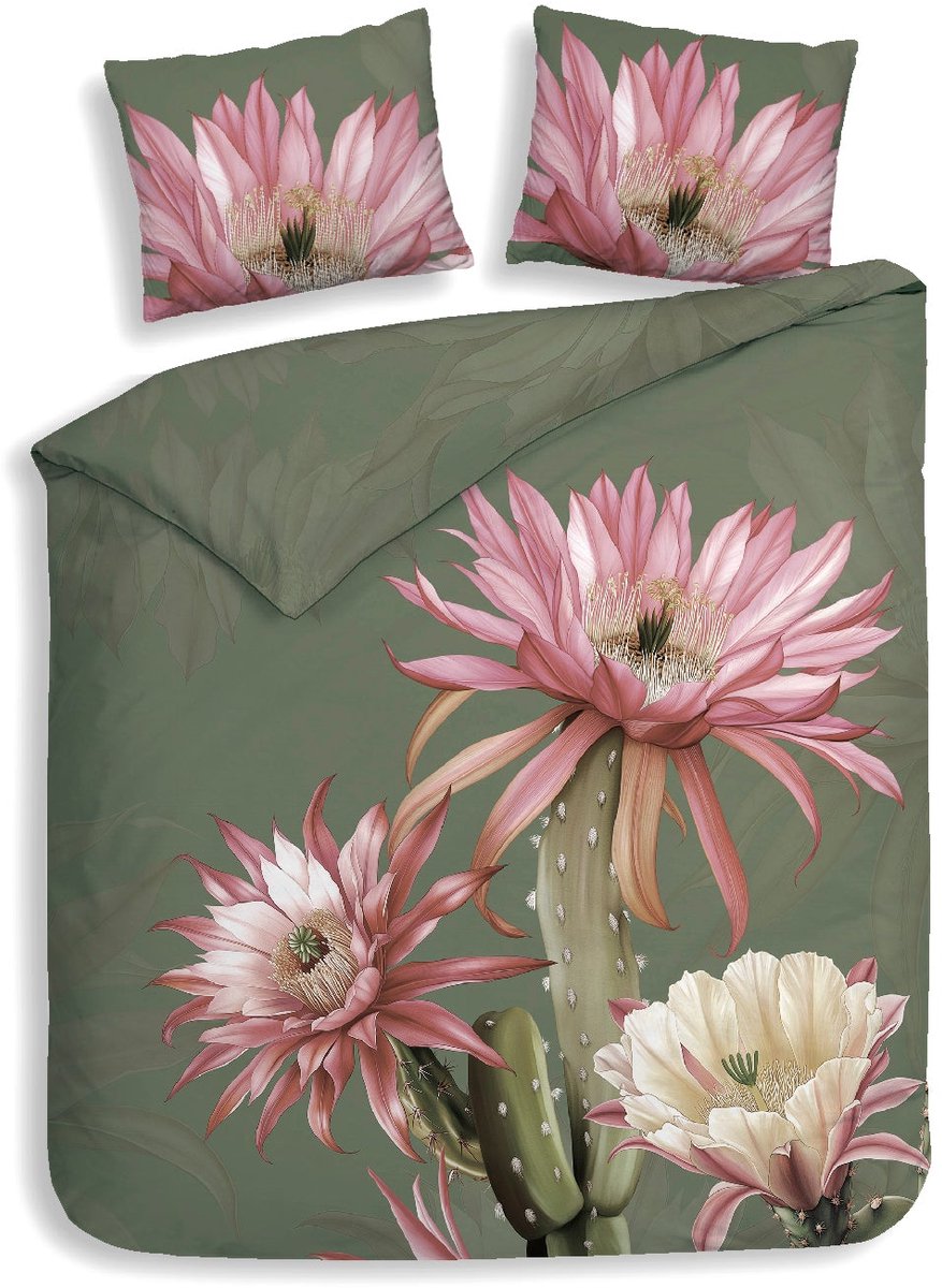 Heckettlane Dekbedovertrek Katoen Satijn Mesa - Forest Green - 100% Katoen-Satijn - Dekbedovertrek 240x200/220cm - Lits Jumeaux - Santa Fe