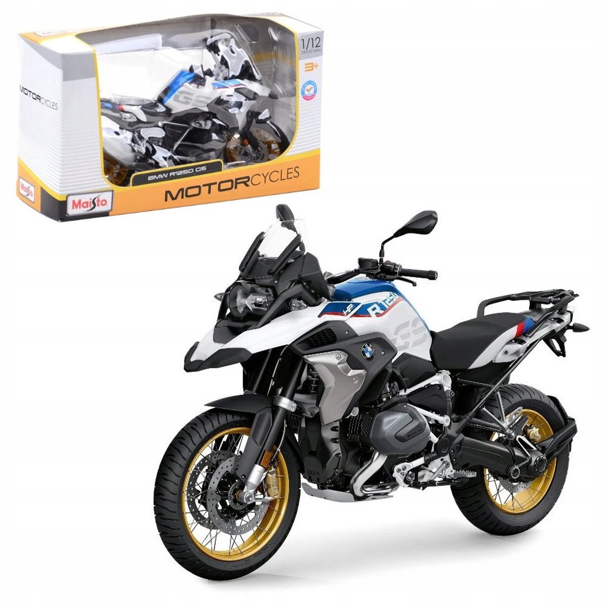 BMW R 1250 GS model 1:12 Maisto - Gedetailleerd Motor Speelgoed
