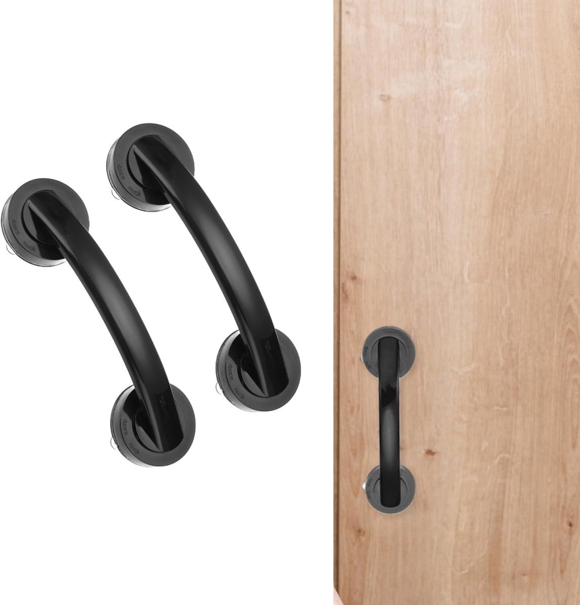 Image of 2 stuks bad- en douchebeugels - glazen deur- en raamgrepen - zuignap - antislip veiligheidsbeugel voor toilet- en douchestoel met opbergkast 19,4 cm