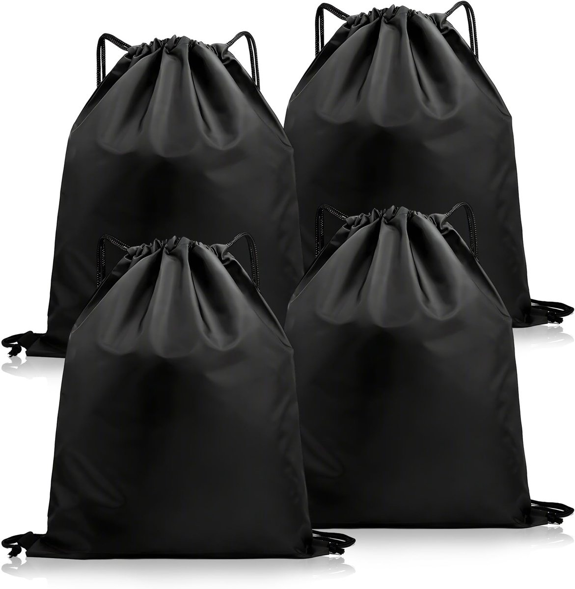 Ibenzoa® Set van vier grote opbergtassen met trekkoord voor kleding en meer