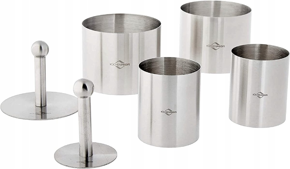 Kuchenprofi dessertringen set - 4 stuks, RVS, Ø 5 & 7,5 cm