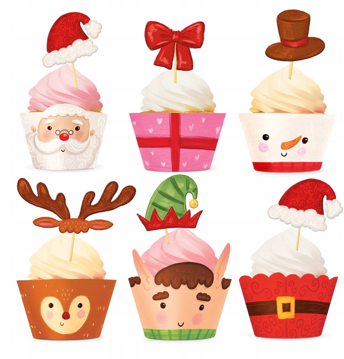 Kerst Muffinvormpjes met Toppers (6 stuks)