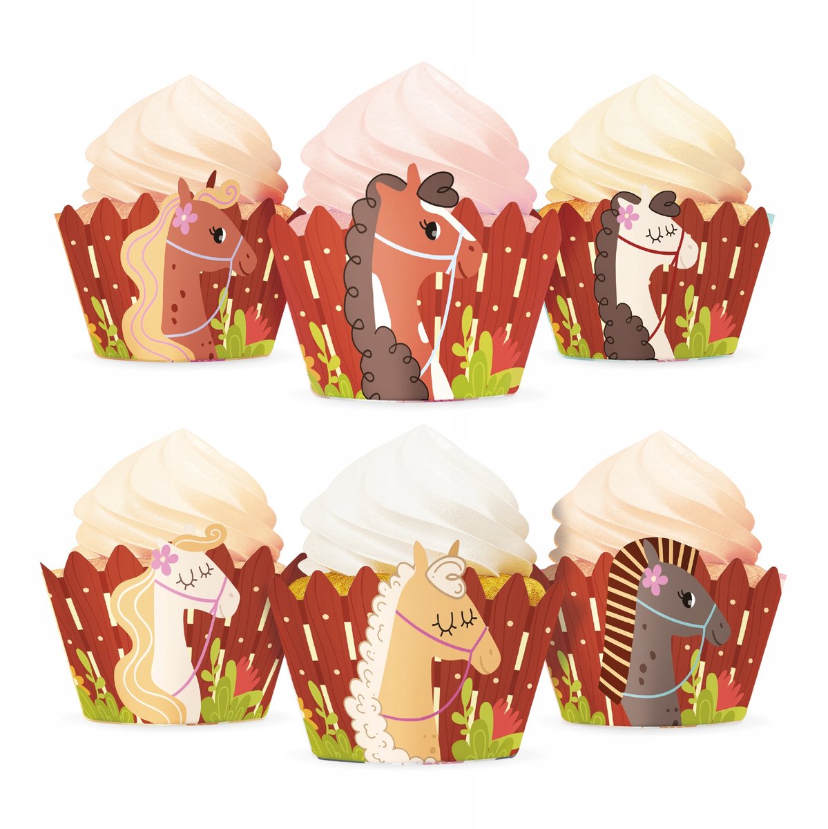 Kleurrijke Muffinbakjes met Paarden - 6 stuks