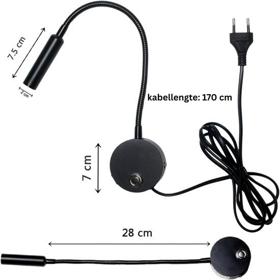 DailySupplies® Bedlampjes Hoofdbord - Leeslampjes - Bedlamp Slaapkamer Volwassenen - Zwart van DailySupplies® — afbeelding 4