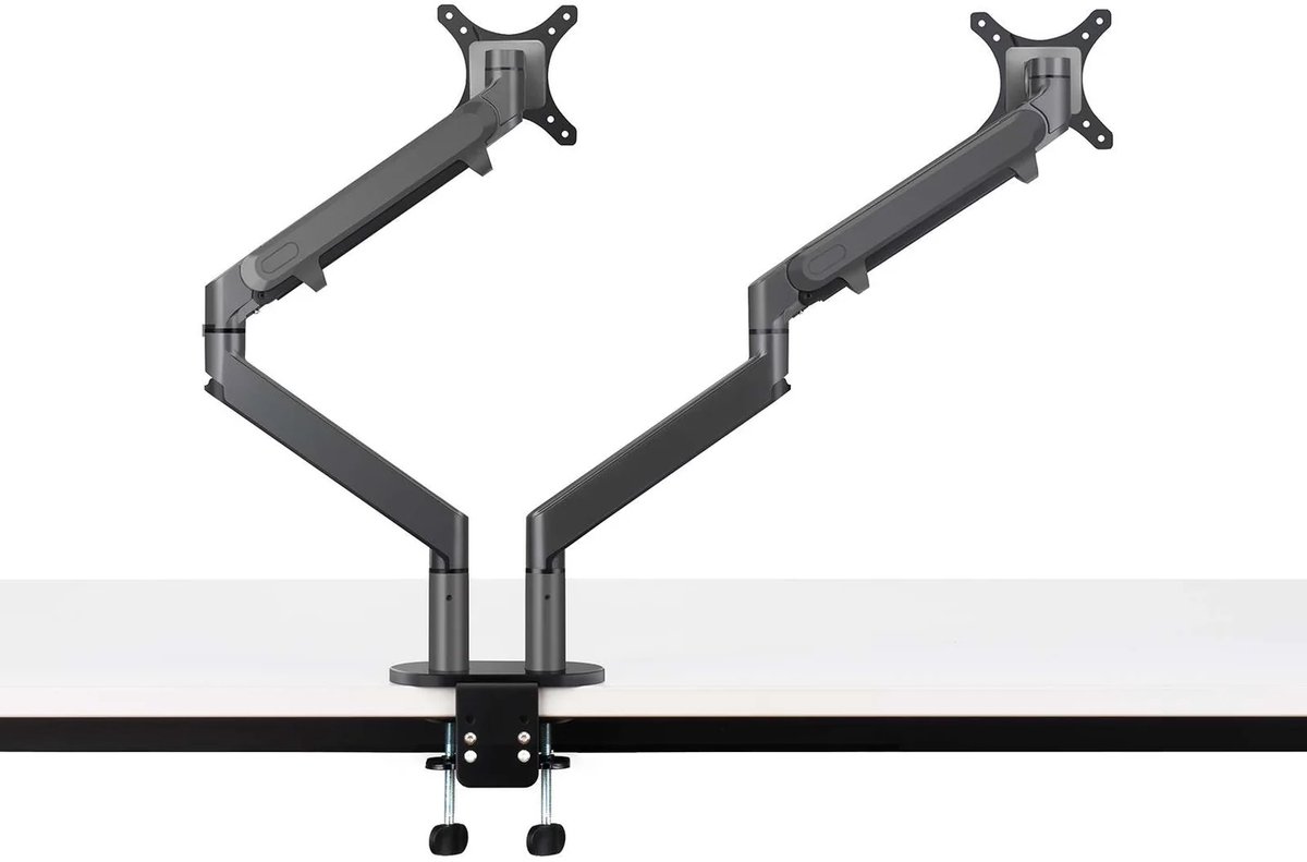 Alberenz Dubbele Monitor Arm Donkergrijs - Voor 2 Schermen tot 32 inch - VESA 75x75 & 100x100 thumbnail 4