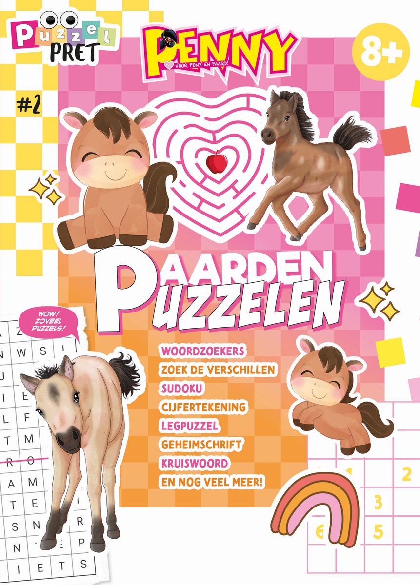 Penny Puzzelpret 2 - Puzzelboek Kinderen - Puzzelboek - Puzzelboeken - Sudoku Kinderen - Paarden Spullen - Paardencadeaus - Puzzelen - Puzzels - Puzzel boek - Speelgoed - Creatief - DIY - Breinbreker - Speelgoed Meisjes - Vakantieboek - Winterboek
