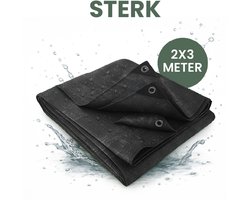 STACK® Sterk Afdekzeil - 2x3m - Zwart - 100G/M2 - Waterdicht Bouwzeil & Zeildoek - Zeil Met Ringen - Beschermhoes & Afdekhoes voor Zwembad,Tuinset, Tuin Meubelen,Motor,Scooter,Fietsen,Aanhangwagen,Scootmobiel,BBQ accesoires - Auto Hoes Bescherming