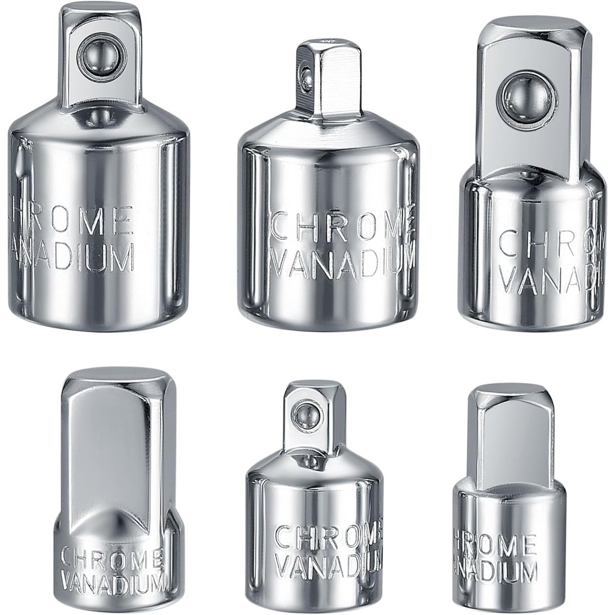 EXCITAT Adapterset - 6-delig - Ratelsleuteladapterset - 1/4" naar 3/8", 3/8" naar 1/4", 3/8" naar 1/2", 1/2" naar 3/8", 1/2" naar 1/4", 1/4" naar 1/2"