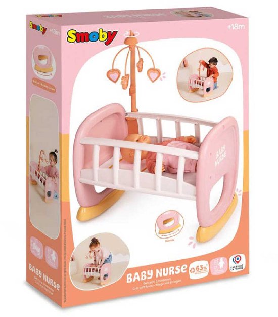 Smoby Speelhuis Smoby 220373 Baby Nurse Poppenwieg - Met Luifel, Voor Poppen Tot 42 Cm (pop Niet Inbegrepen) Wieg Met Luifel Voor Poppen