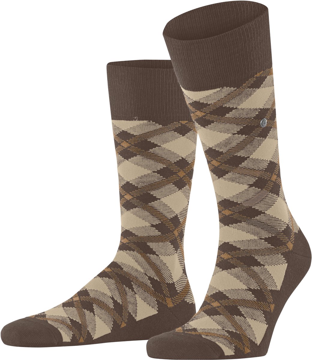 Burlington Tartan gedessineerd katoen sokken heren bruin - maat 40-46