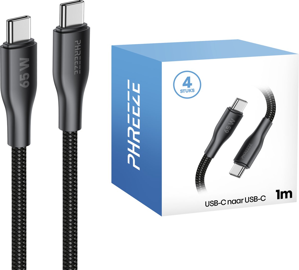 Usb C kabels 1m - 4 pack - Usb C naar usb C - Snellader voor telefoon, tablet & laptop