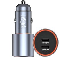 Xssive - Dubbele USB C Autolader (2 Poorten) - 40W Snellader - 35W PD & PPS Fast Charge - Metaal - Auto Oplader 12V/24V