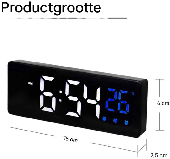 Maxxter Digitale alarmklok met geïntegreerde inductieladfunctie, klok met digitaal display, verlicht led-display voor tijd en temperatuur