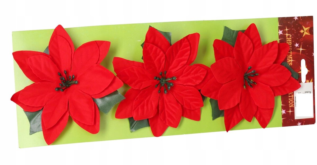 Kerststerdecoratie 3 stuks - Rode velours kerstboomversiering
