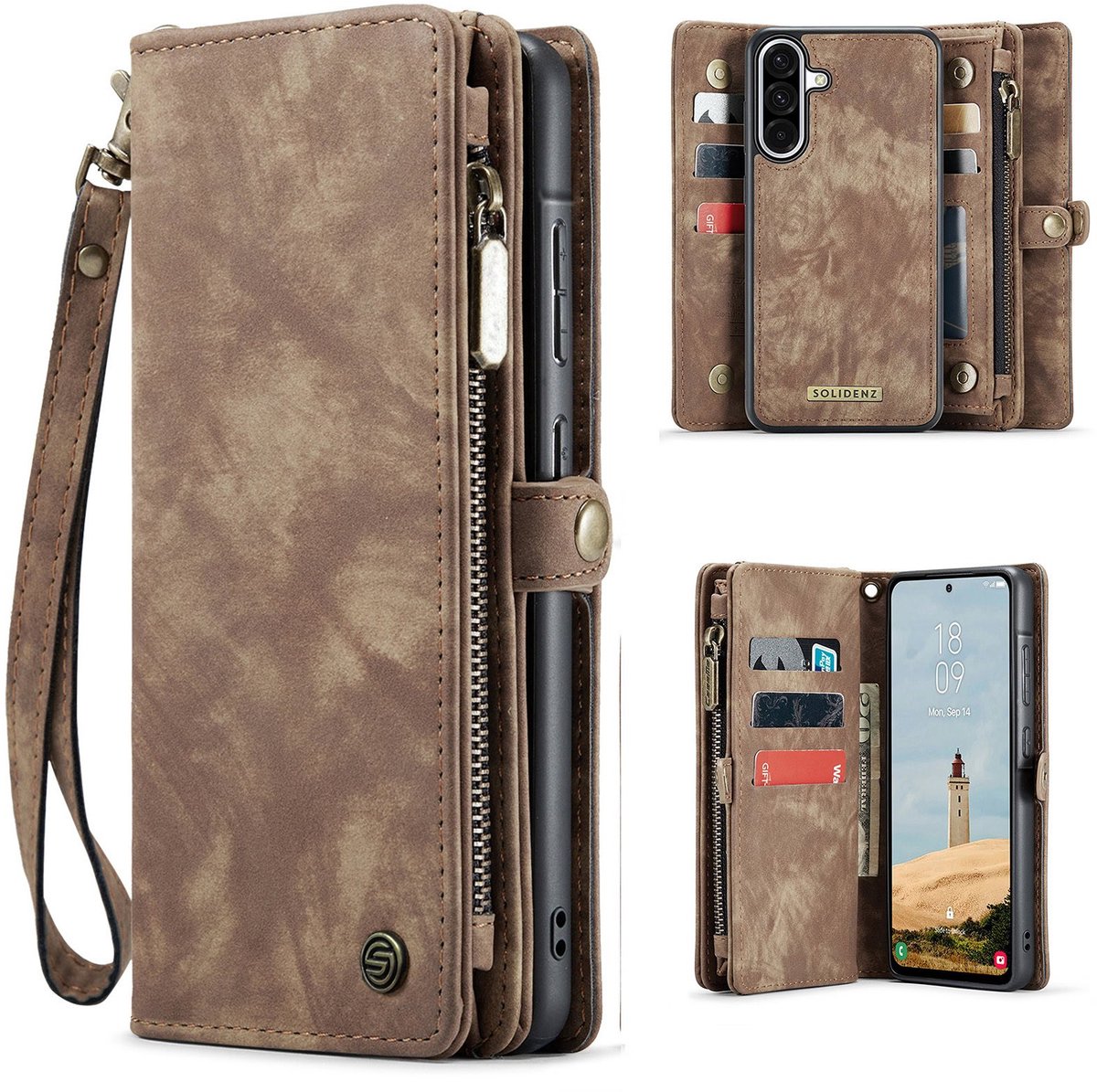 Solidenz Hoesje - Geschikt voor Samsung Galaxy A56 - Urban Wallet - Bruin