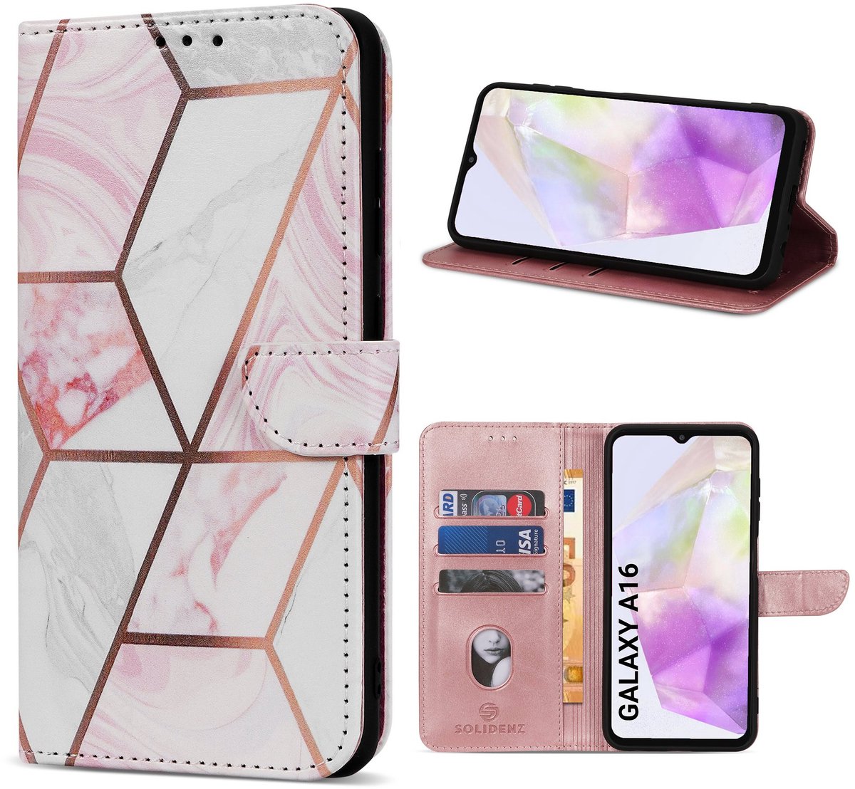 Solidenz hoesje - Geschikt voor Samsung Galaxy A16 - Bookcase - Marmer