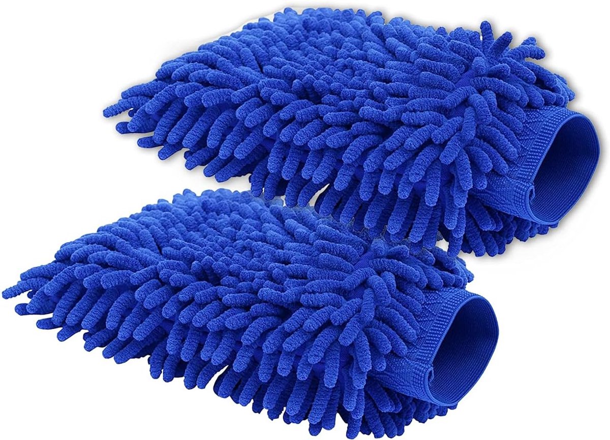 Washandschoen - 2-stuks anti-kras microvezel auto washanden, Professioneel dubbele zijde