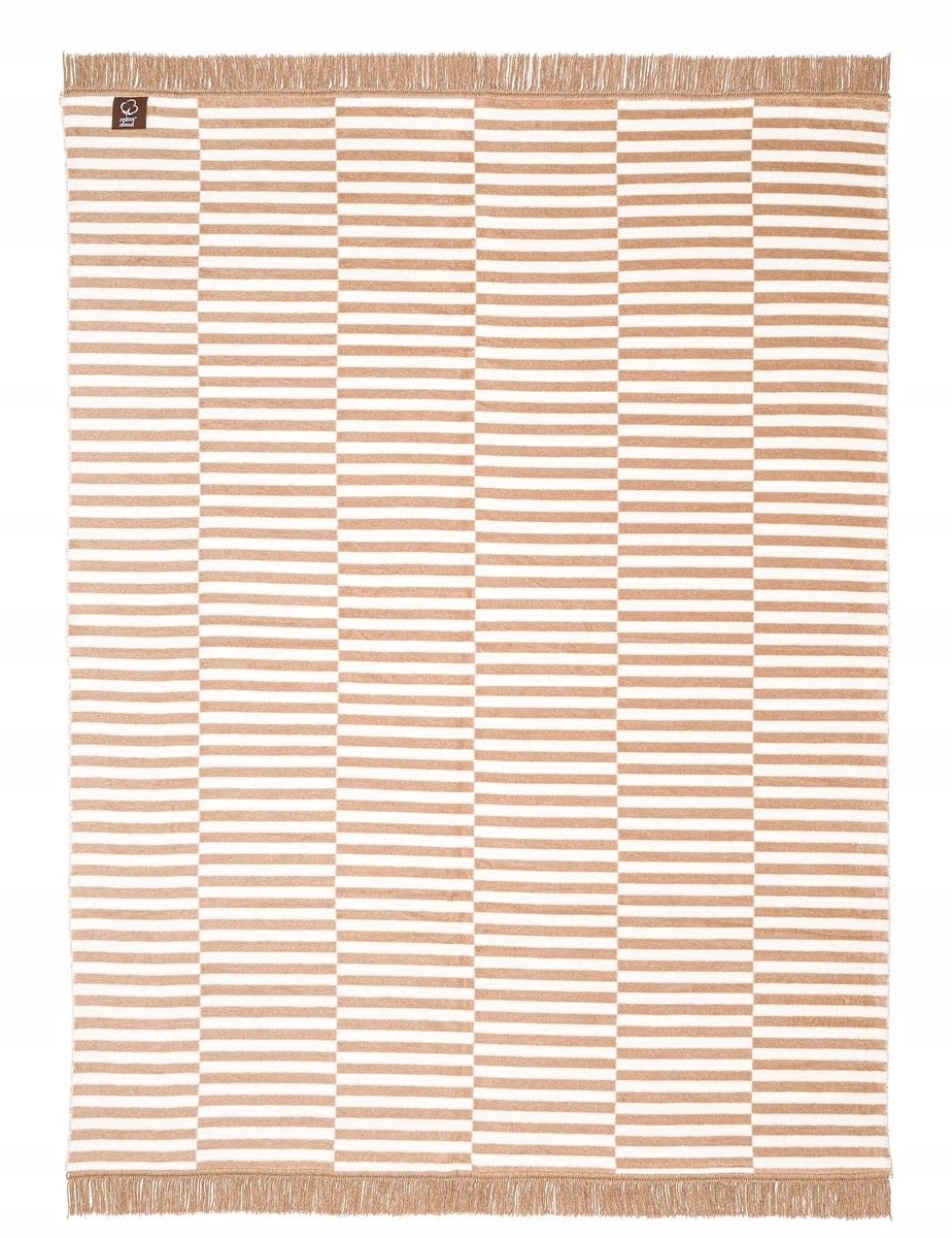 Beige gestreepte katoenen plaid 150x200 cm, zacht en decoratief