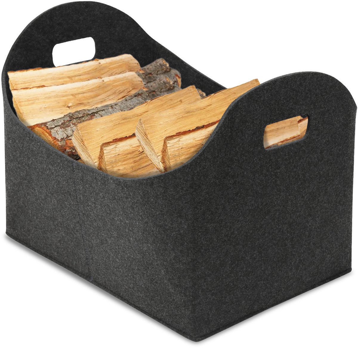 Houtmand vilt Donkergrijs- Brandhout mand - Haardhoutopslag voor kamperen - Houtmand voor binnen 44x34x31cm